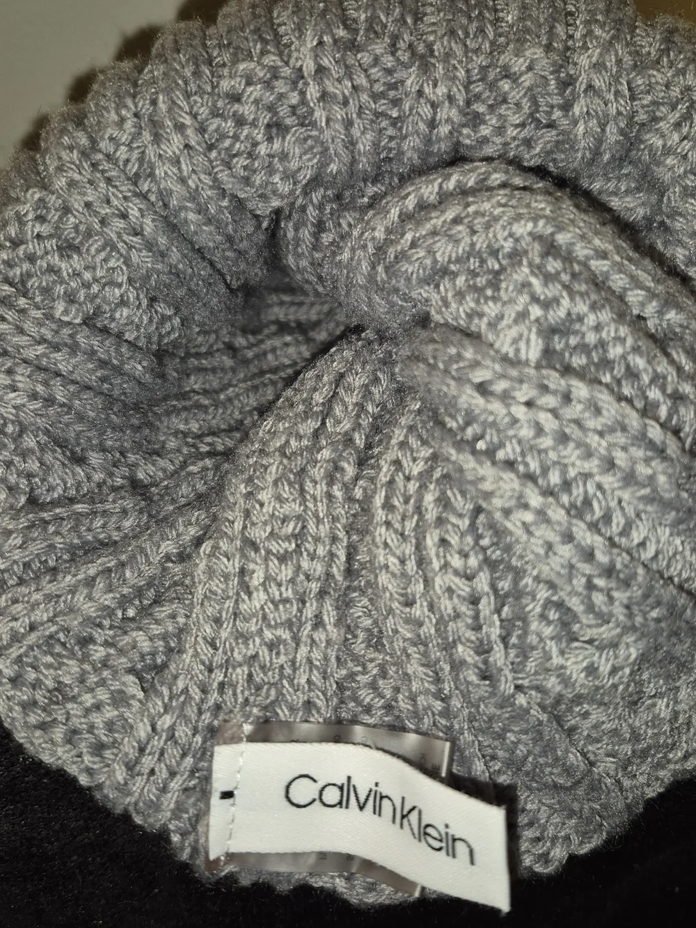 Calvin Klein Gray Knit Pom-Pom Beanie - Picture 2 of 3